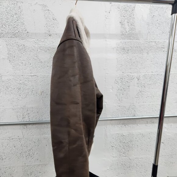 NWT Wild Fable Brown Faux Leather Sherpa Aviator Jacket Women’s Size Small - Picture 8 of 9